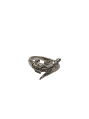 EA 925 Sterling Silver & Cubic Zirconia CZ Crocodile Ring Sz 9.75 Animal